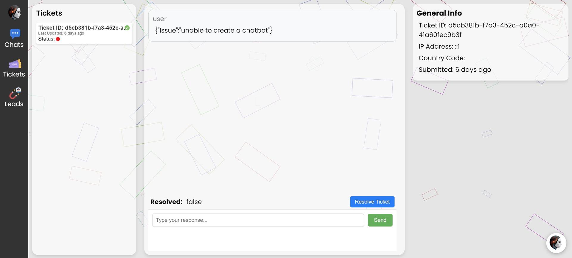 Tickets Management Screenshot